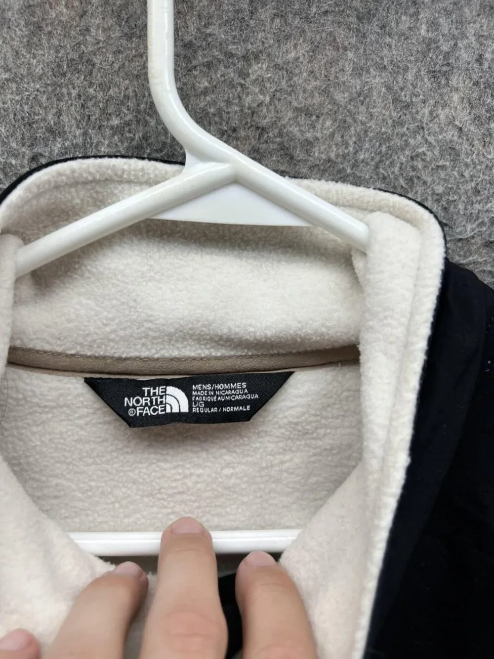 The North Face Jacket Men Large White Black Fleece Full Zip Outdoor Hiking Cream